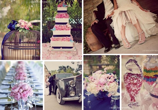 Чернильный, лиловый и кремовый