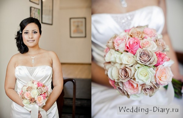 Букет для невесты из разноцветных роз