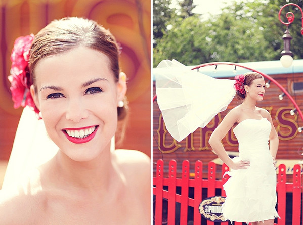 Красавица-невеста на свадьбе Свадебная фотосессия в цирке