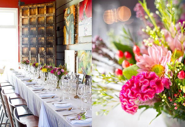 Сервировка свадебного стола Флористика свадьбы в ярких тонах