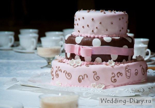 Очаровательный торт в горошек и с бантиком