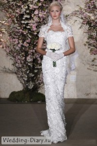 Свадебное платье прямого покроя Шикарное болеро и вышивка ручной работы