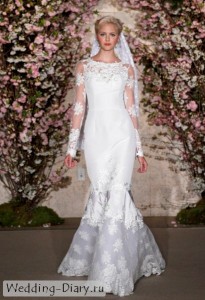 Красивое платье Русалка Свадебное платье с длинным рукавом и вышивкой