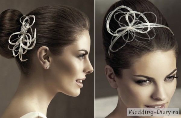 Свадебная причёска средний и высокий пучок