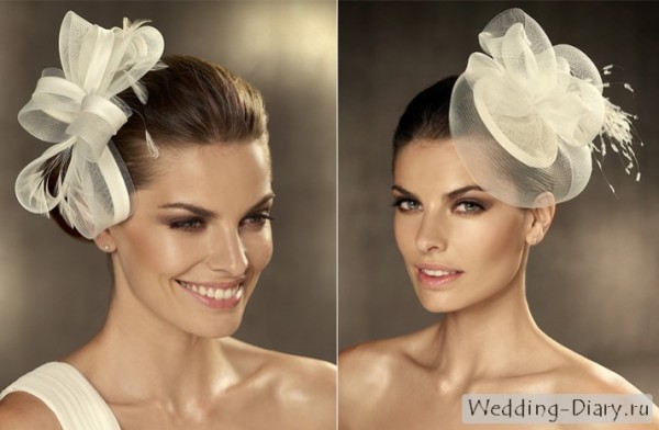 Украшение волос цветком и шляпкой