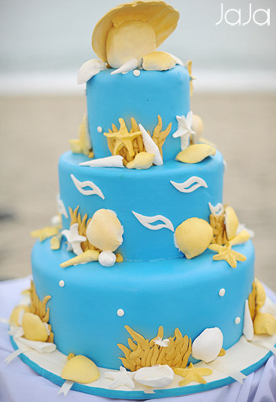 Голубой свадебный торт Украшение торта в стиле Морское дно