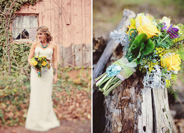 Букет невесты в стиле бохо Свадебная фотосессия