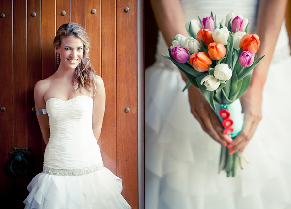 Нежный букет из ярких тюльпанов Идеи по оформлению свадебного букета 2012