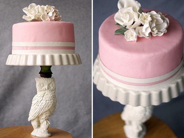 Розовый свадебный торт КРеативный торт на подставке в виде совы