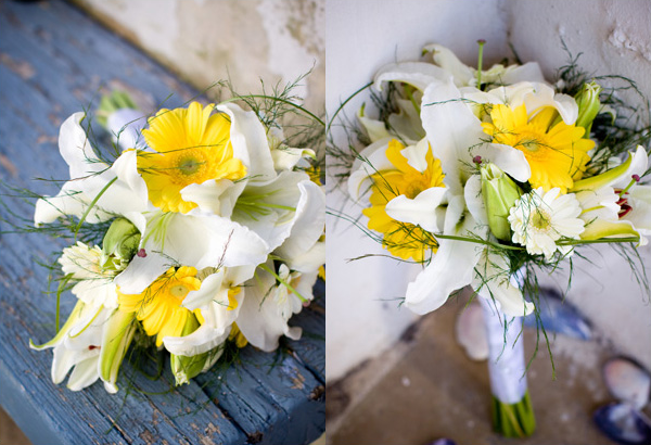 Оригинальный букет в бело-желтой гамме