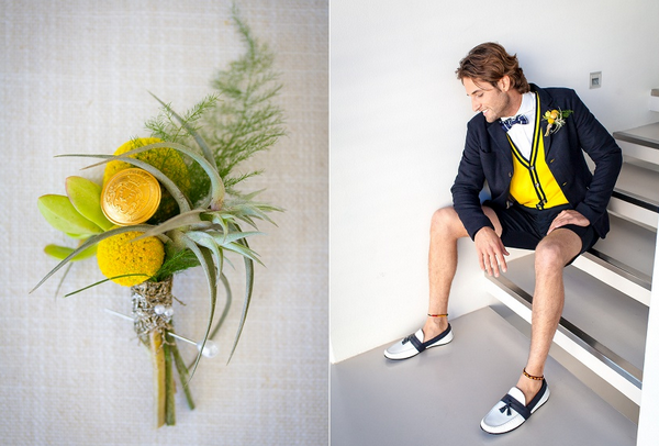 Креативный жених в шортах Хенд-мейд бутоньерка для жениха