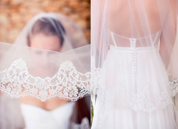 Невеста с красивой кружевной фатой