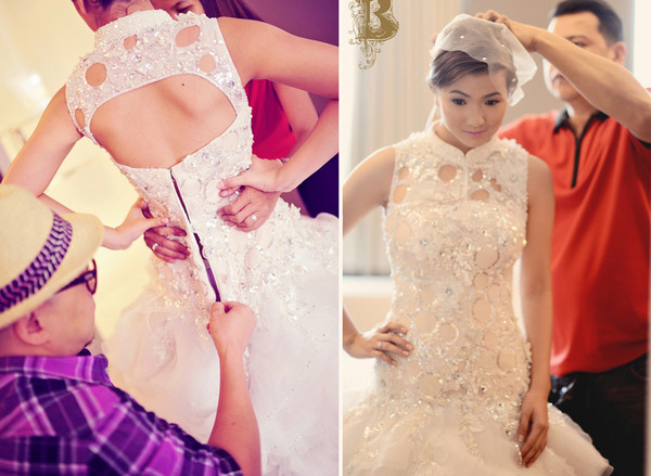 Кружевное свадебное платье с вырезом на спине