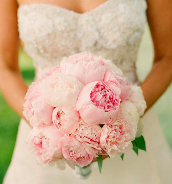Свадебный букет из нераскрывшихся пионов фото