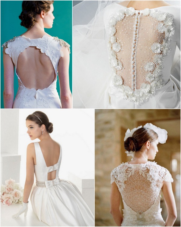 Открытая спина свадебного платья 2013