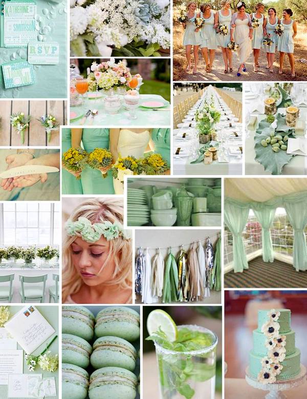 Палитра свадьбы мятный цвет