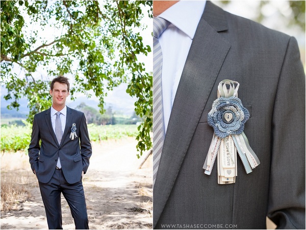 Вязаная хэнд-мейд бутоньерка для жениха