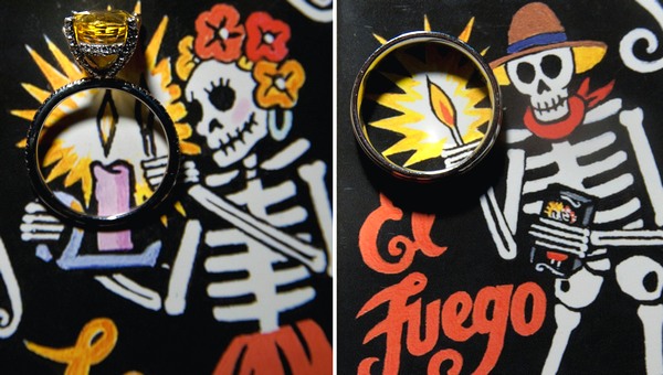 Нестандартное фото свадебных колечек