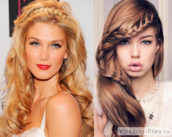 Укладка для невесты - косы и локоны